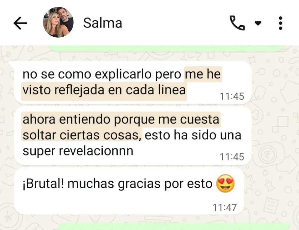 Testimonio de una clienta sobre Tu Diseño de Origen: «Me he visto reflejada en cada línea. Ahora entiendo por qué me cuesta soltar ciertas cosas»