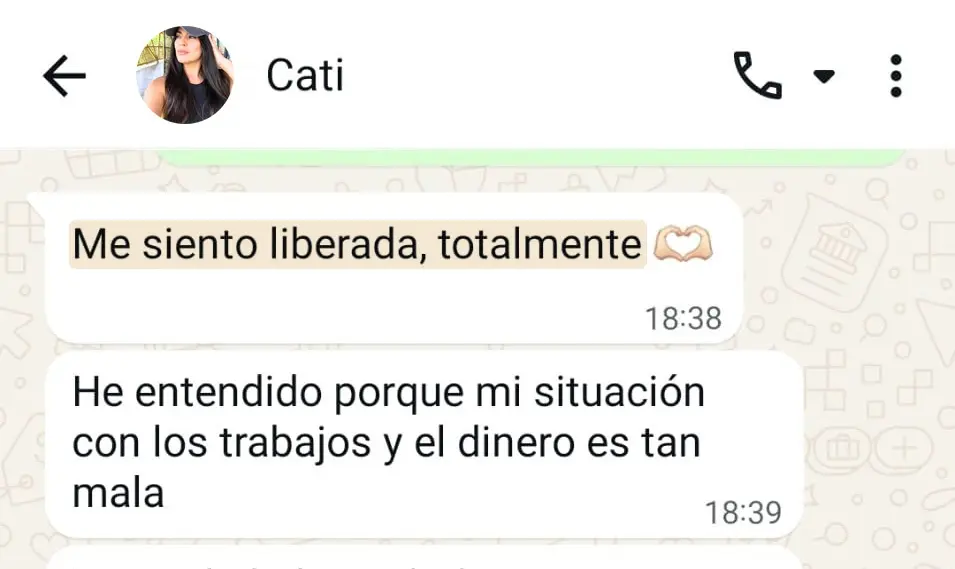 Testimonio de una clienta sobre Tu Diseño de Origen: «Me siento liberada, totalmente. He entendido por qué mi situación con los trabajos y el dinero es tan mala»