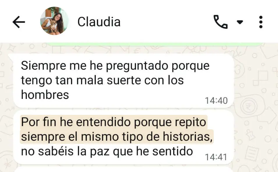 Testimonio de una clienta sobre Tu Diseño de Origen: «Por fin he entendido por qué repito siempre el mismo tipo de historias, no sabéis la paz que he sentido»